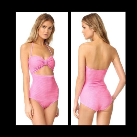 Kate Spade Marina Piccola Textured One Piece Swimsuit Bathing Suit Pink S - Picture 1 of 15